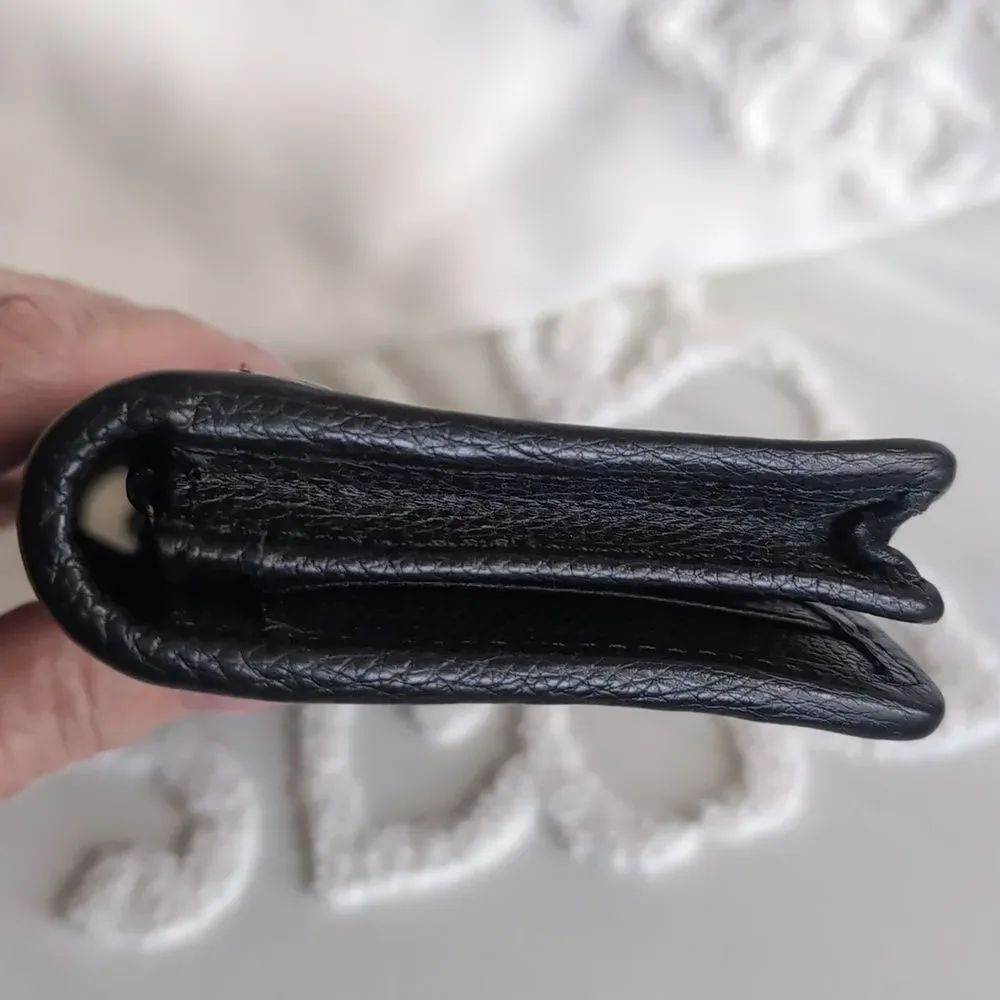 Brighton Talana Large Slim Wallet Woven Black Leather With Silver Medallion NWOT